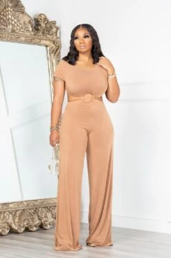 EXCUSE ME MISS JUMPSUIT (TAUPE BROWN)
