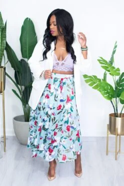 Dannie | Pleated Skirt {Sage Floral} -Layer Outfit 39250866766046 2