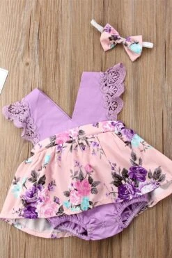 Girl Baby Girl Purple Matching Dress Jumpsuit -Layer Outfit 3929005097003 3