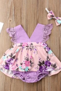 Girl Baby Girl Purple Matching Dress Jumpsuit -Layer Outfit 3929005457451 2