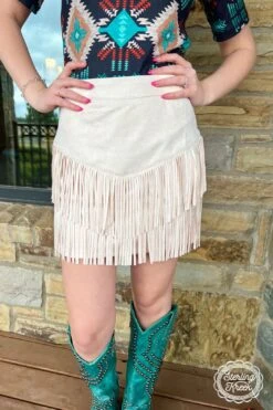 Ft. Worth Cream Fringe Skirt