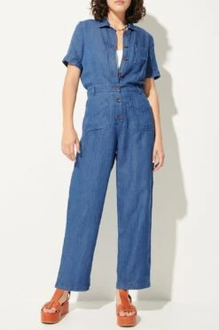 Long Hoa Jumpsuit In Denim Blue