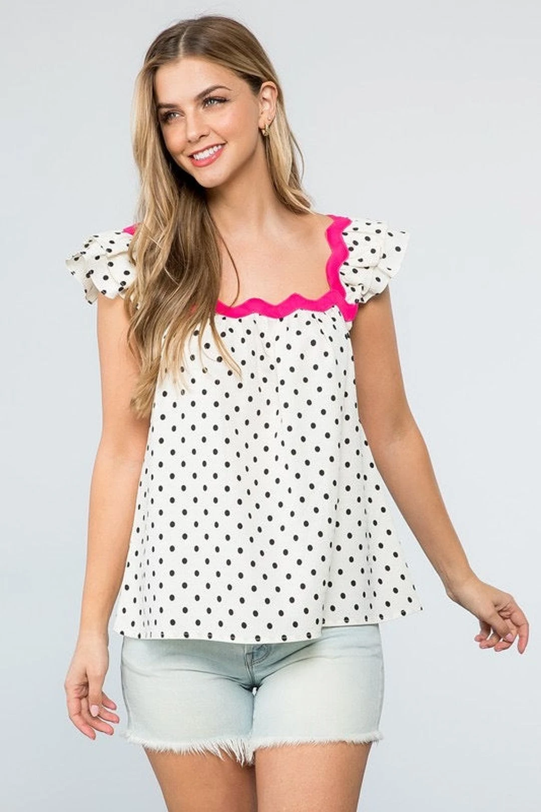 Polka Dot Ruffle Sleeve Black & White Top 3 Polka Dot Ruffle Sleeve Black & White Top