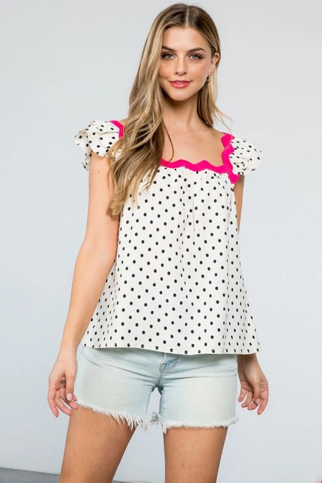 Polka Dot Ruffle Sleeve Black & White Top 4 Polka Dot Ruffle Sleeve Black & White Top - Image 2