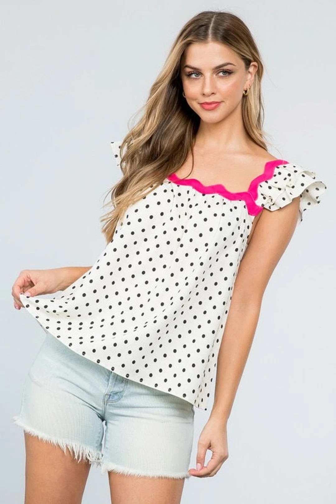 Polka Dot Ruffle Sleeve Black & White Top 6 Polka Dot Ruffle Sleeve Black & White Top - Image 4