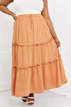 Summer Days Ruffled Maxi Skirt In Butter Orange