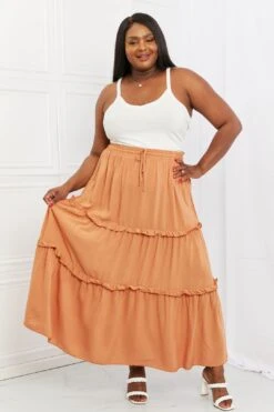 Summer Days Ruffled Maxi Skirt In Butter Orange -Layer Outfit 39482360987866 5