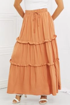 Summer Days Ruffled Maxi Skirt In Butter Orange -Layer Outfit 39482361086170 8