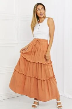 Summer Days Ruffled Maxi Skirt In Butter Orange -Layer Outfit 39482361184474 11