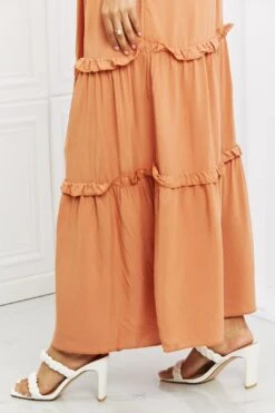 Summer Days Ruffled Maxi Skirt In Butter Orange -Layer Outfit 39482361217242 12