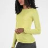 Raw Edge Solid Second Skin Top, Golden Lime -Layer Outfit 39607396073623 2