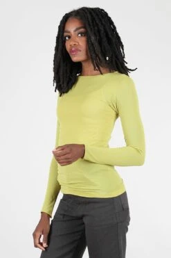 Raw Edge Solid Second Skin Top, Golden Lime