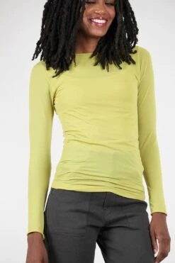 Raw Edge Solid Second Skin Top, Golden Lime -Layer Outfit 39607396204695 4