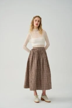 DAISY 03 | Chocolate LINEN SKIRT -Layer Outfit 39607678894334 3