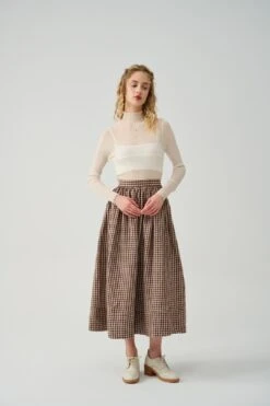 DAISY 03 | Chocolate LINEN SKIRT -Layer Outfit 39607678927102 4
