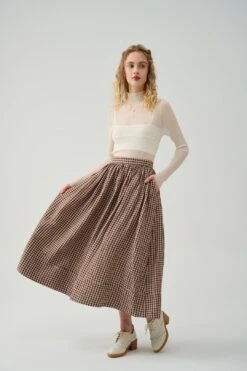 DAISY 03 | Chocolate LINEN SKIRT -Layer Outfit 39607678959870 5