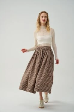 DAISY 03 | Chocolate LINEN SKIRT -Layer Outfit 39607678992638 6