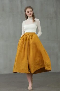 DAISY 03 | Chocolate LINEN SKIRT -Layer Outfit 39607679090942 9
