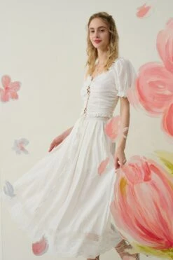 Nellie 21 | Linen Skirt With Lace -Layer Outfit 39607694033150 2