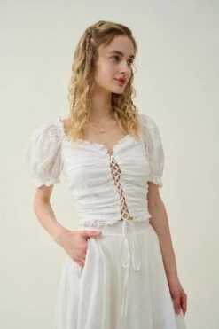 Nellie 21 | Linen Skirt With Lace -Layer Outfit 39607694131454 7