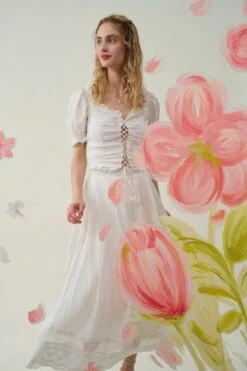 Nellie 21 | Linen Skirt With Lace -Layer Outfit 39607694229758 6