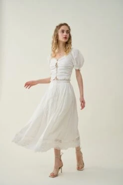 Nellie 21 | Linen Skirt With Lace -Layer Outfit 39607694262526 9