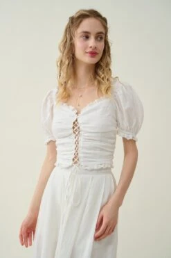 Nellie 21 | Linen Skirt With Lace -Layer Outfit 39610242040062 13