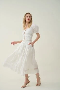 Nellie 21 | Linen Skirt With Lace -Layer Outfit 39610242072830 4