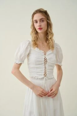 Nellie 21 | Linen Skirt With Lace -Layer Outfit 39610242138366 11