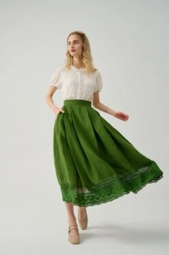 Nellie 21 | Linen Skirt With Lace -Layer Outfit 39610248167678 14