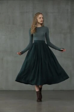 DAISY 03 | Chocolate LINEN SKIRT -Layer Outfit 39611090469118 14