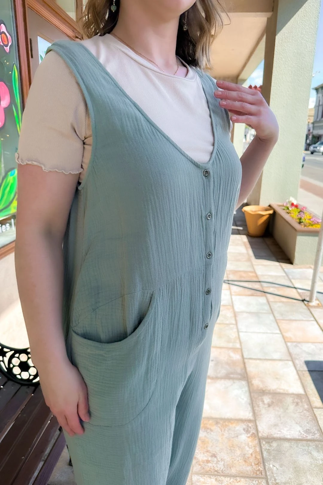 Sage Cotton Jumpsuit 4 Sage Cotton Jumpsuit - Image 2