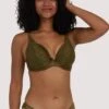 PPDD0030 Deja Day Sophia Olive Plunge Push Up Bra 32B -Layer Outfit 39777424343192 1