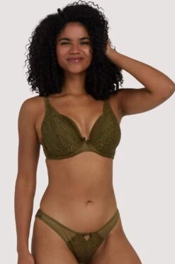 PPDD0030 Deja Day Sophia Olive Plunge Push Up Bra 32B