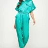 Turquoise Satin Jumpsuit -Layer Outfit 39805663248613 1