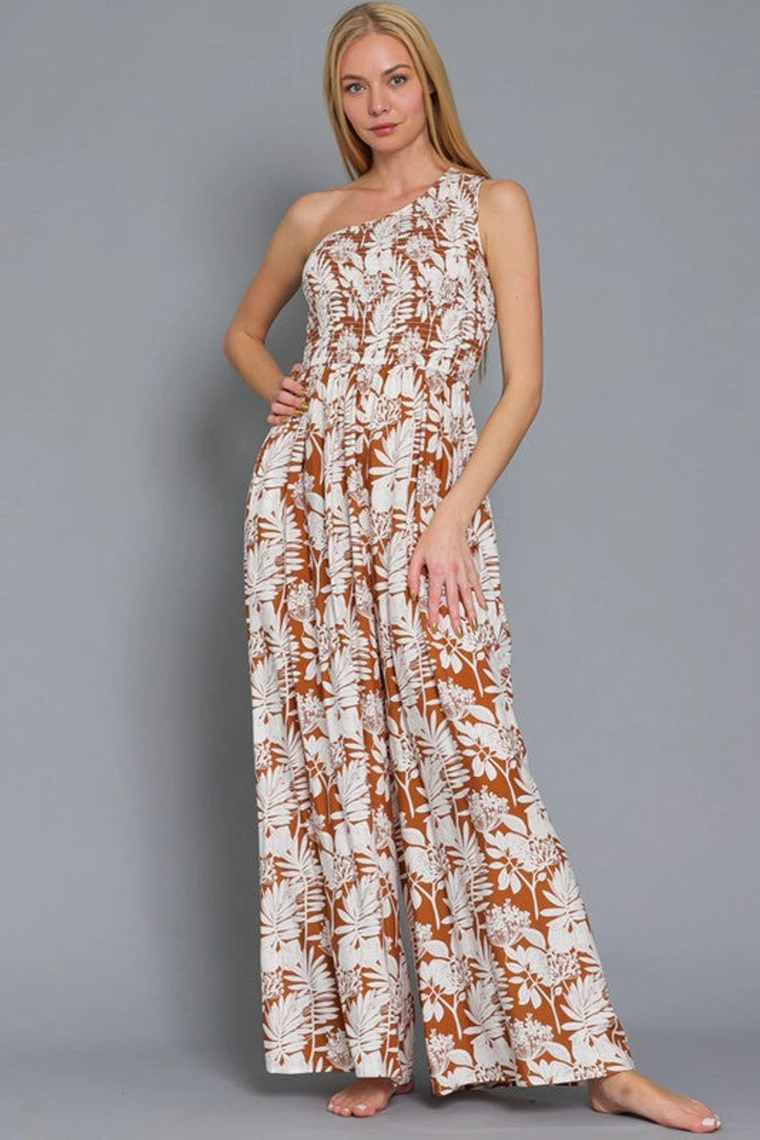 One Shoulder Ginger White Pant Jumpsuit 9 One Shoulder Ginger White Pant Jumpsuit - Image 7