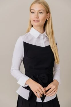 Corset Style Top And Pleated Skirt Set In Black/White 27 Corset Style Top And Pleated Skirt Set In Black/White -Layer Outfit 39864685887717 12