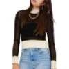 Mesh + Knit Patchwork Top - Black / Cream 2 Mesh + Knit Patchwork Top - Black / Cream -Layer Outfit 39868443525404 1