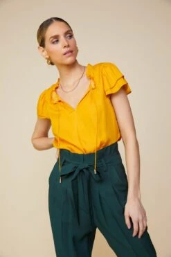 Satin Ruffled Detail Top