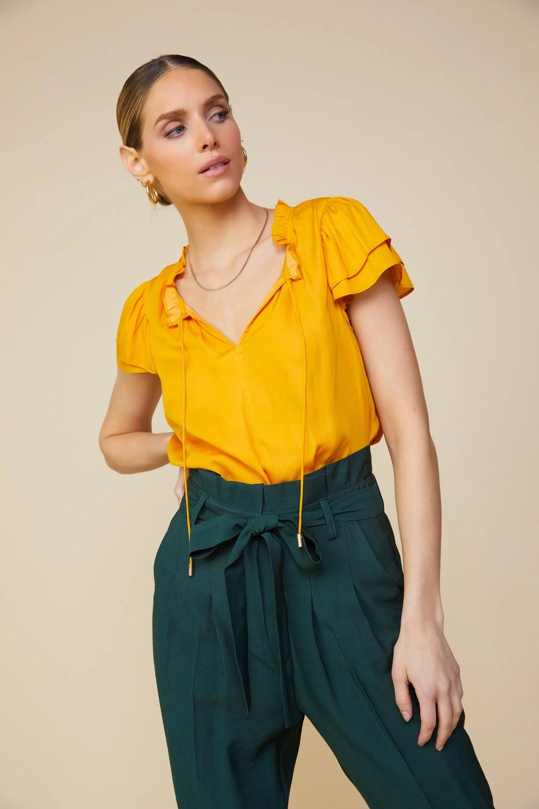 Satin Ruffled Detail Top 3 Satin Ruffled Detail Top