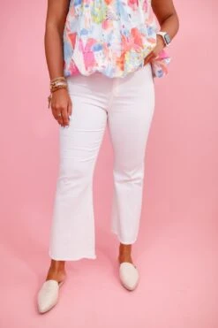 White Washed Frayed Crop Flares