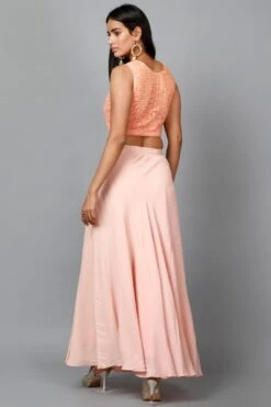 Elegant Peach Colored Crop Top & Flare Skirt - Rent -Layer Outfit 39968050839828 5