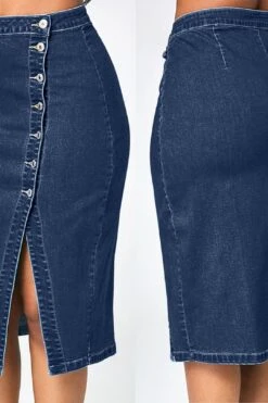 Loose Denim Knee High Waisted Skirt -Layer Outfit 40034240102685 2