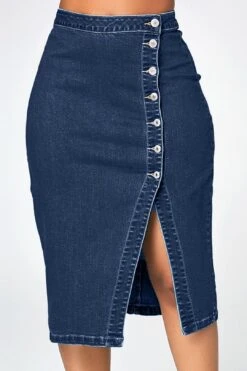 Loose Denim Knee High Waisted Skirt -Layer Outfit 40034240561437 4