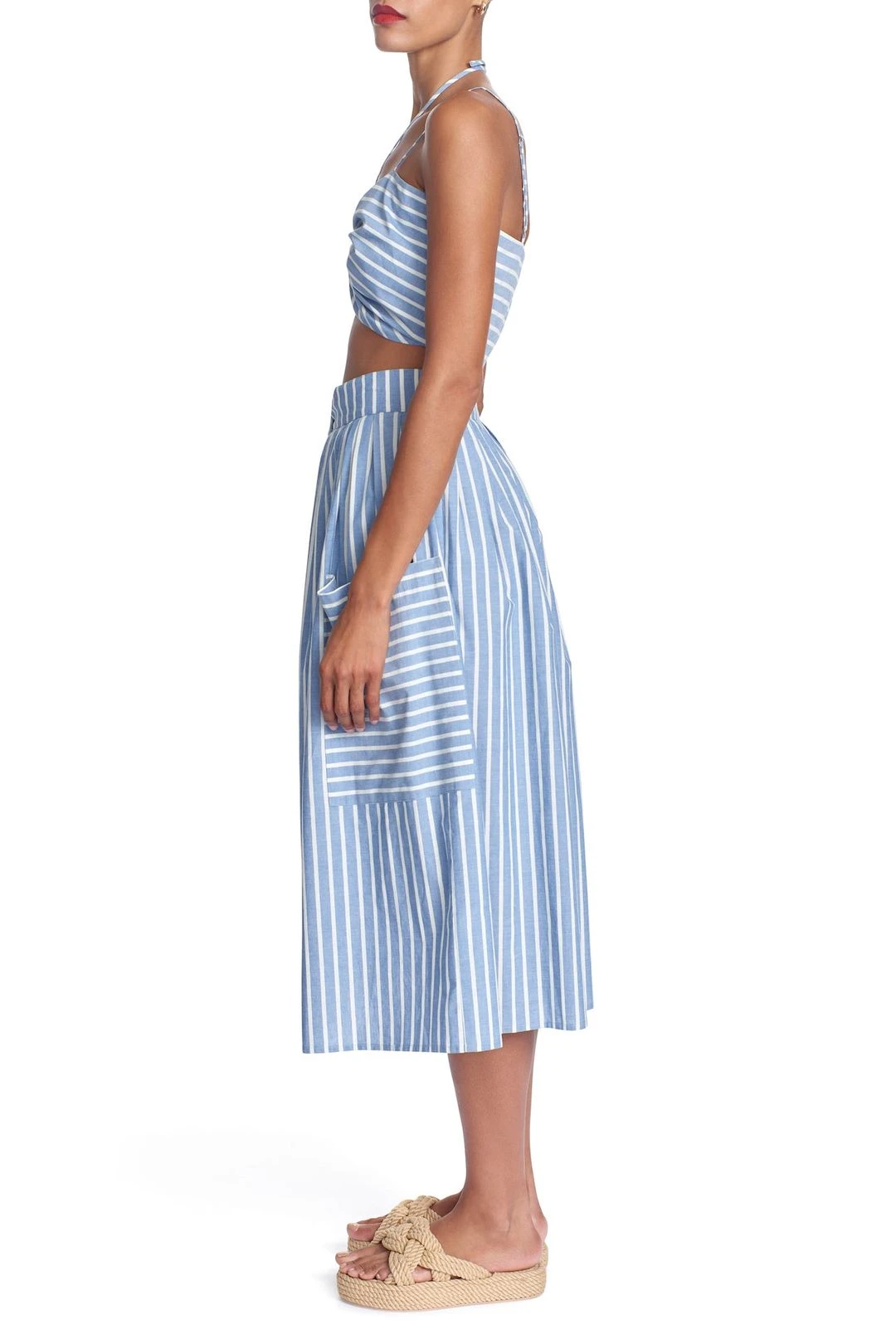 THE CECILIA SKIRT - Chambray Stripe 7 THE CECILIA SKIRT - Chambray Stripe - Image 5