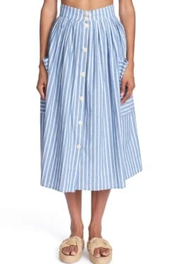 THE CECILIA SKIRT - Chambray Stripe