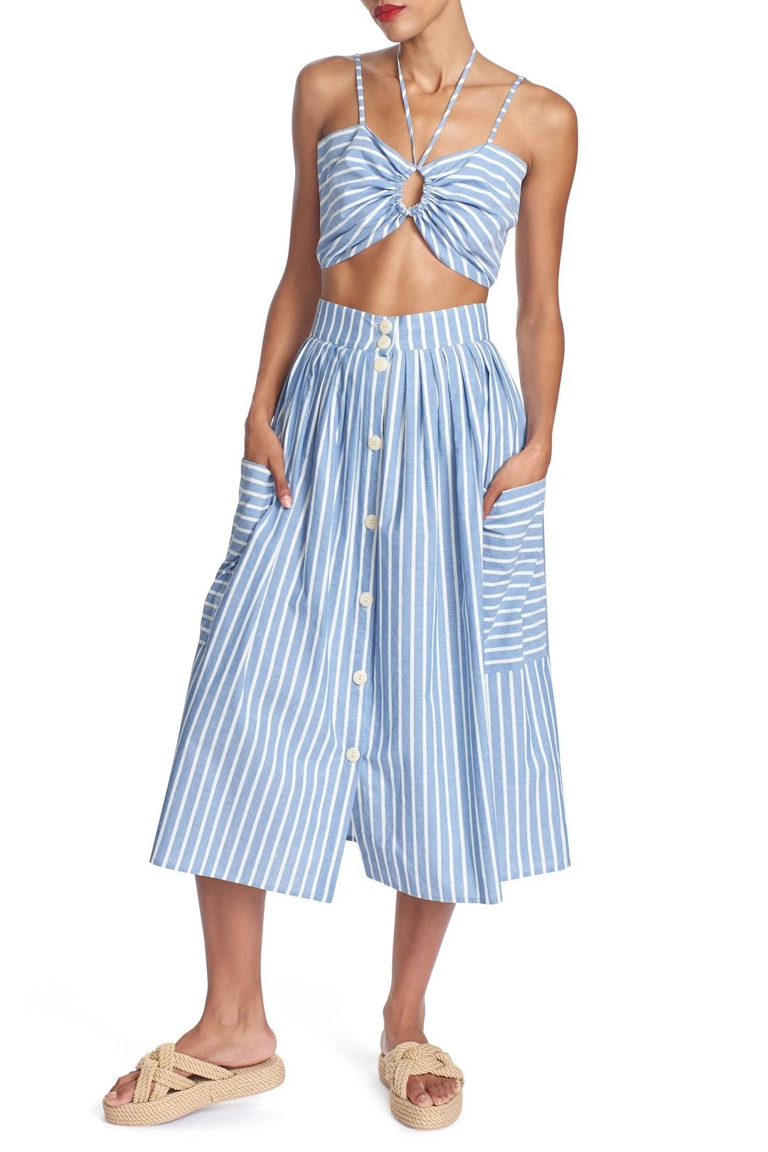 THE CECILIA SKIRT - Chambray Stripe 5 THE CECILIA SKIRT - Chambray Stripe - Image 3