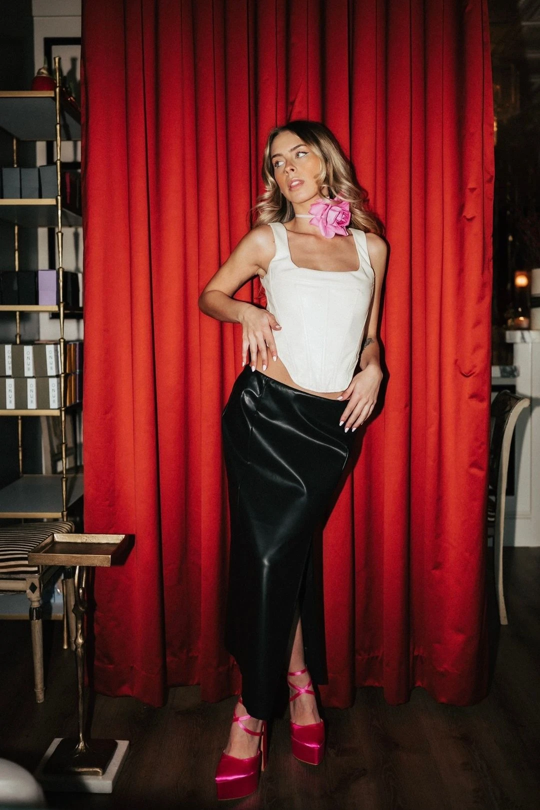 Black Faux Leather Midi Skirt 4 Black Faux Leather Midi Skirt - Image 2