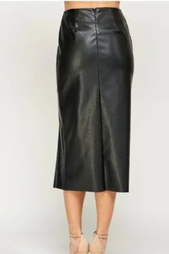 Black Faux Leather Midi Skirt 11 Black Faux Leather Midi Skirt -Layer Outfit 40194327380250 5
