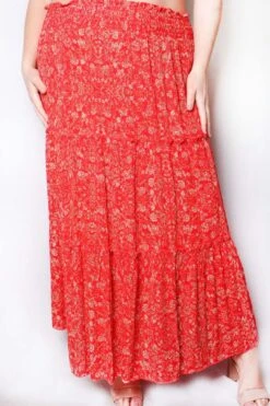 Women’s Plus High Waisted Ruffle Printed Skirt -Layer Outfit 40285271884091 1